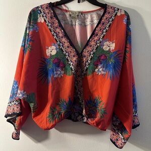 Flying Tomato tropical mixed print blouse
Orange size medium
